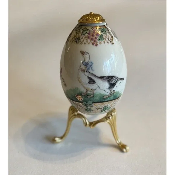 Lenox~China Treasures Collection~Goose Egg ~Brass Stand‎ ~USA Made 1996 Easter - Picture 3 of 11